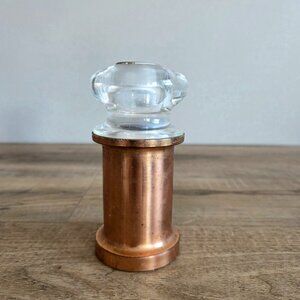 Vintage 5'' tall copper and acrylic Lucite salt shaker.
